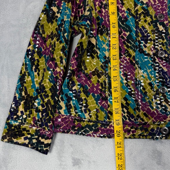 Ruby Rd. Petite Women's Jacket Multi Color Geometric Print Button Front Size 10P - Picture 11 of 12